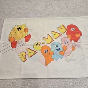Vintage Pac-Man Single Standard Pillowcase Bally Midway Dan River Made in USA